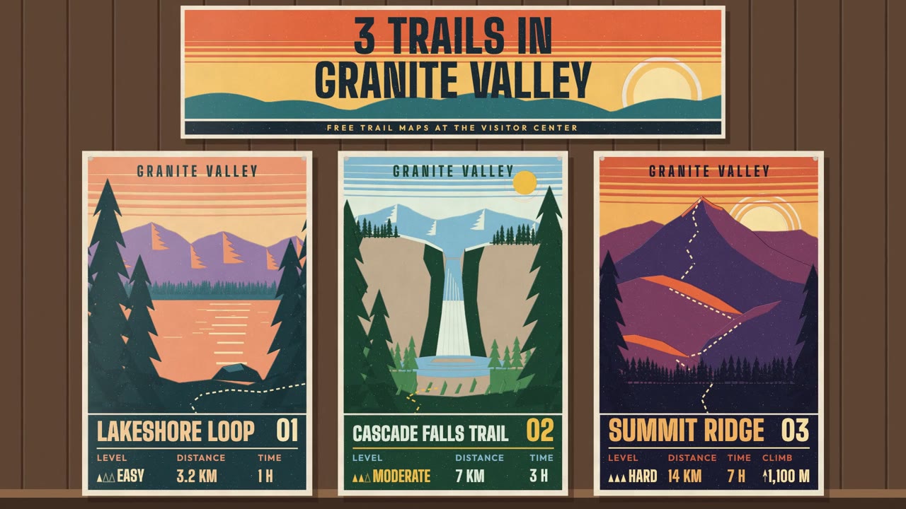 Silkscreen Travel Poster — Three Trails
